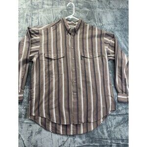 Levis Silver Label Brown Button Up Striped Shirt Mens Large Classic Vintage 90s